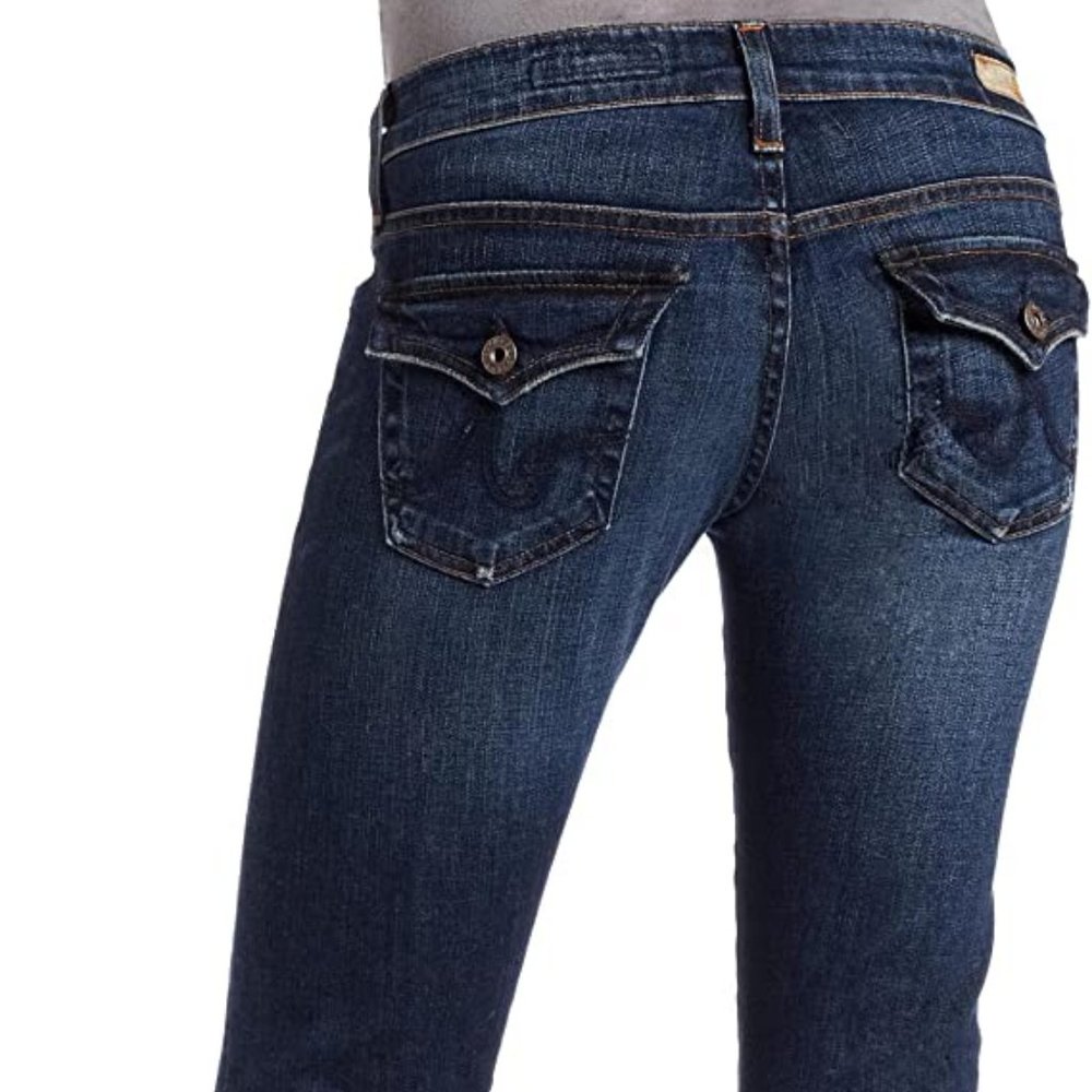 Adriano Goldschmied AG Decade Flap Low Rise Skinny Boot Cut Jeans in Dunbar 28